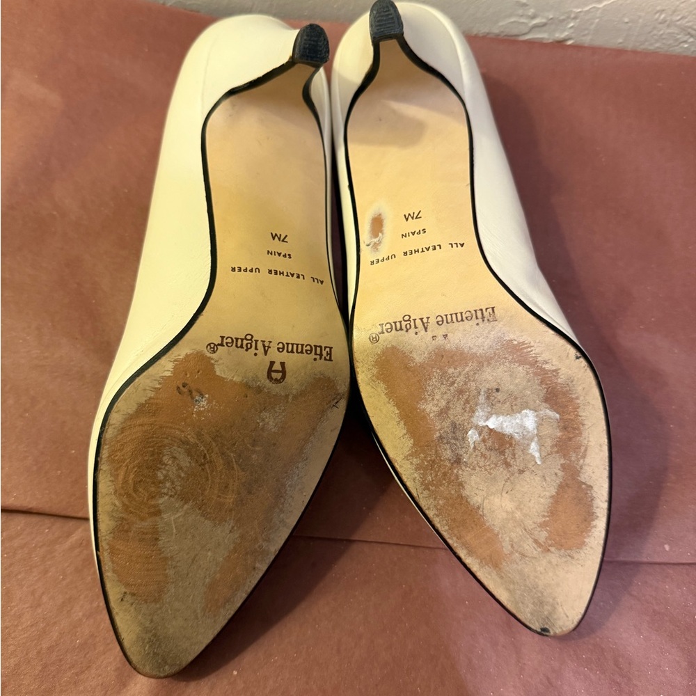 Cream Etienne Aigner Heels - Made in Spain - 7 - Picture 5 of 7